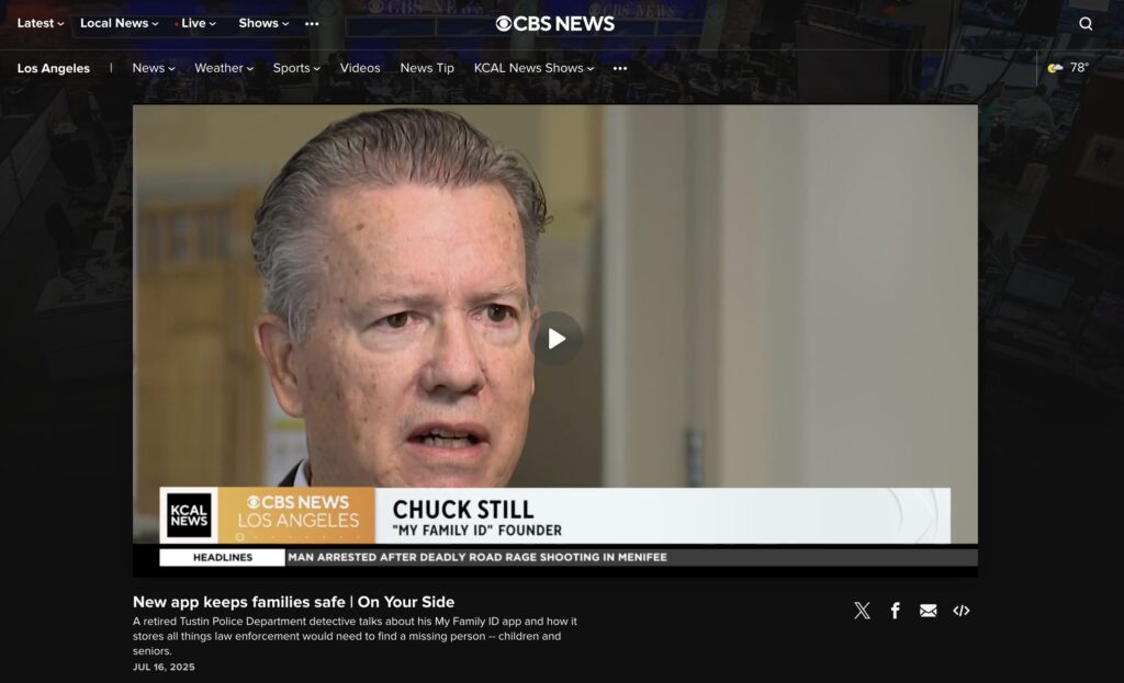My Family ID Featured on CBS KCAL News