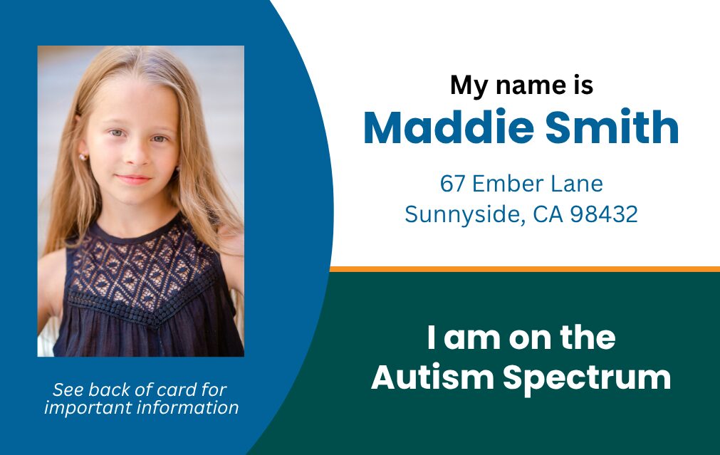 Front of Free Autism ID Card Template Front of Free Autism ID Card Template