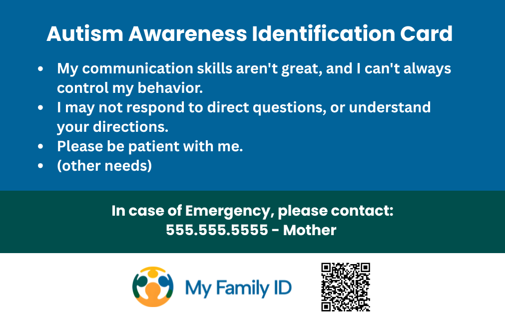 Back of Free Autism ID Card Template Back of Free Autism ID Card Template